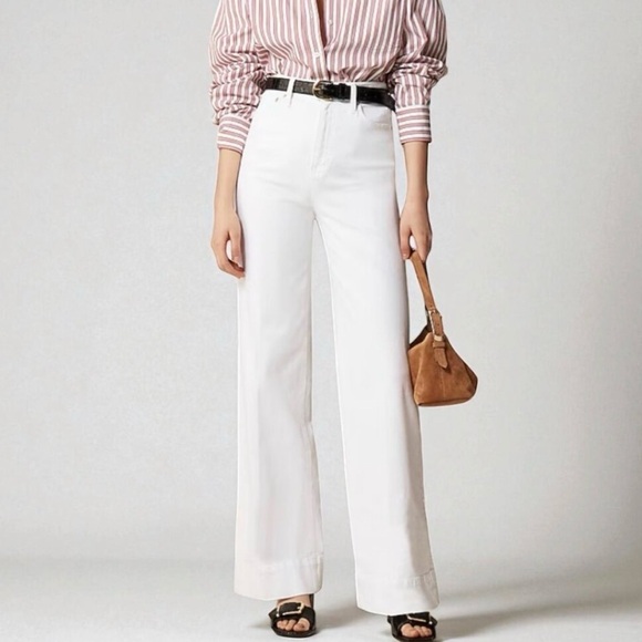 J. Crew Denim - NWT! J. CREW New High-Rise Denim Trouser Jeans White '96 Wide Leg Size 29 $158